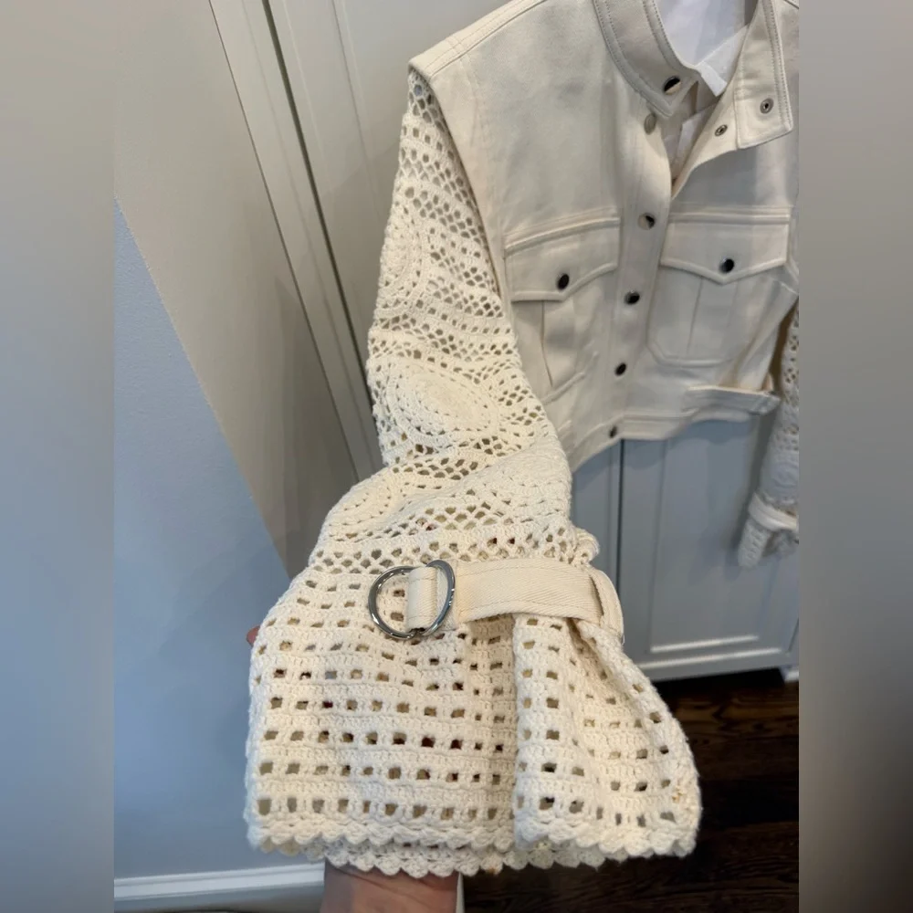 Veronica Beard Aylin Crochet-Sleeve Jacket – Size  small 4/6 - Picture 12 of 15
